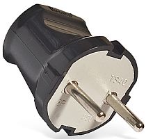 Вилка электрическая без заземления прямая UNIVersal 6А черный картинка 